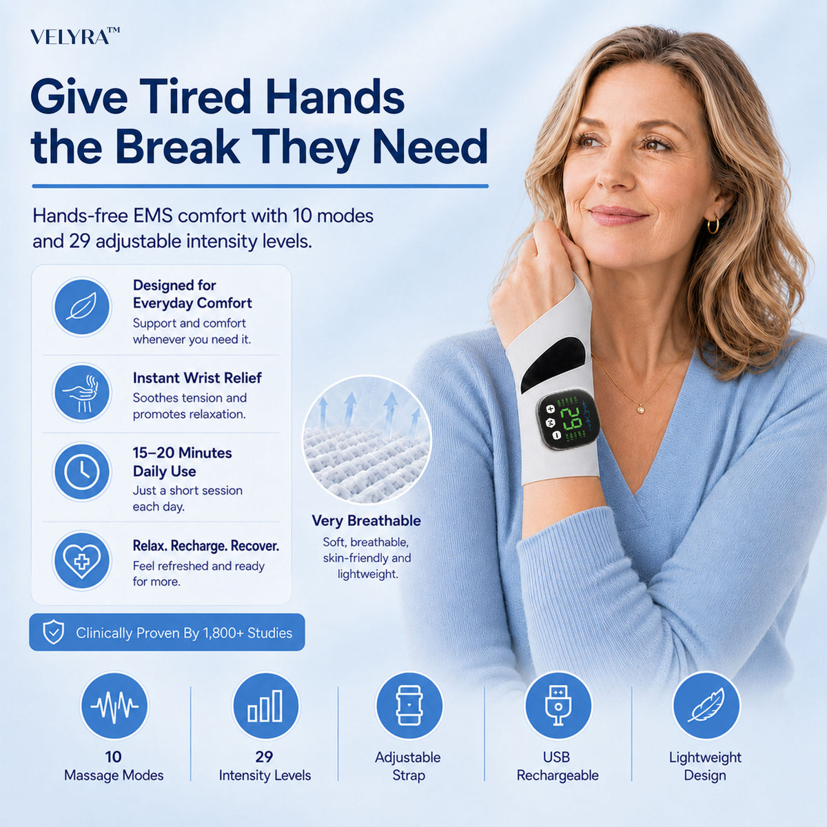 Velyra™ Smart EMS Hand & Wrist Massager