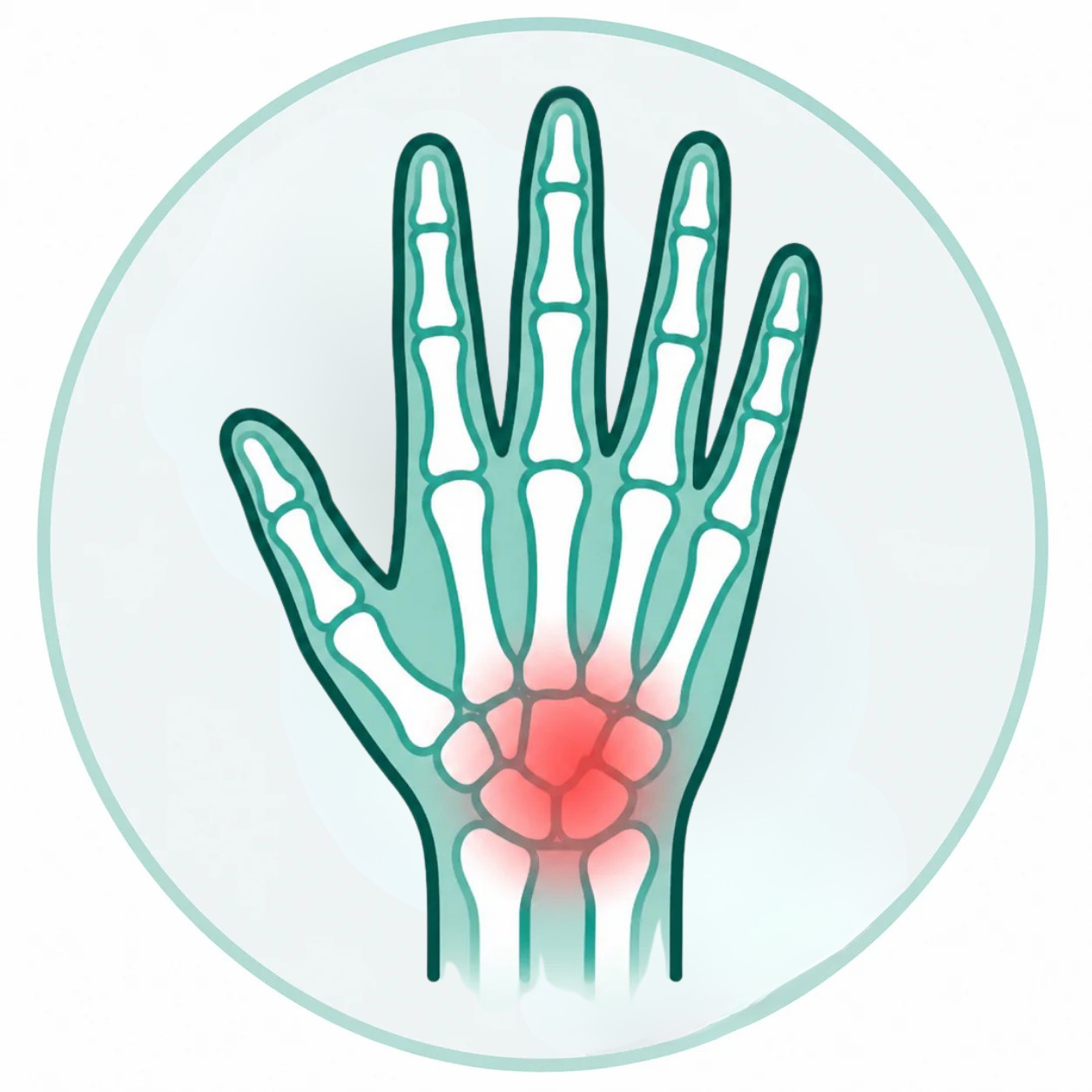 Illustration showing hand and wrist joint discomfort