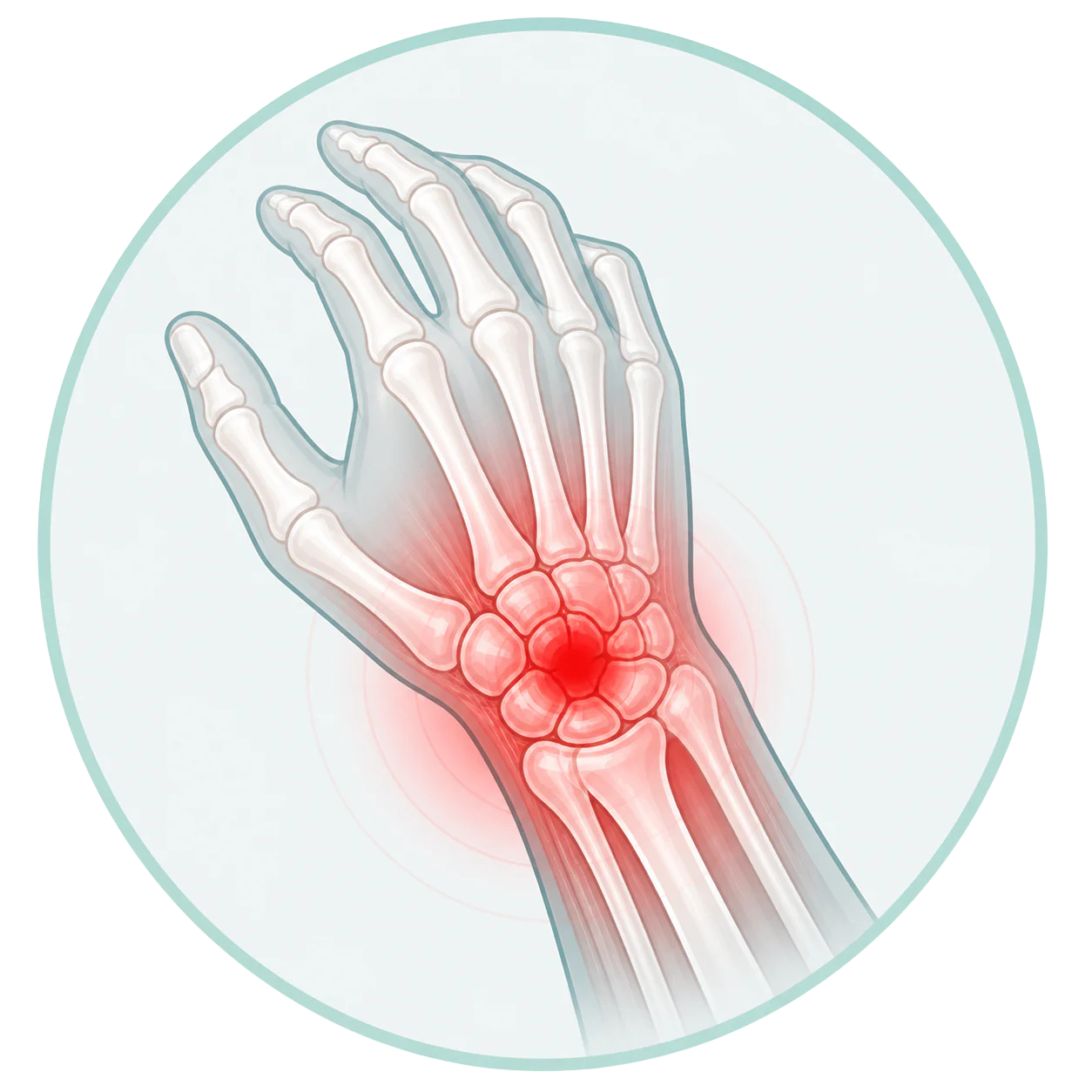 Illustration showing recurring discomfort in the hand and wrist