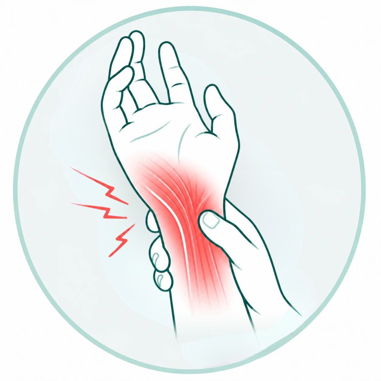 Illustration showing tired muscles in the hand and wrist